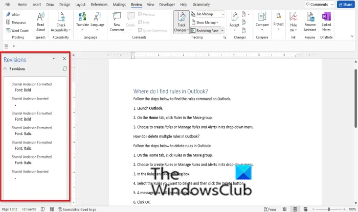 How to Turn On or Off Reviewing Pane in Microsoft Word