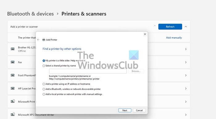 Add a Printer Windows