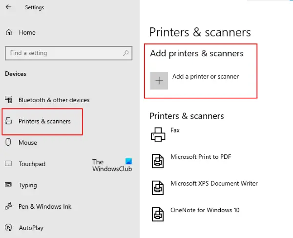Add a printer to Windows 10