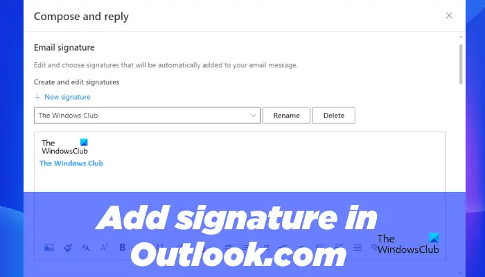 Add signature in Outlook on Web