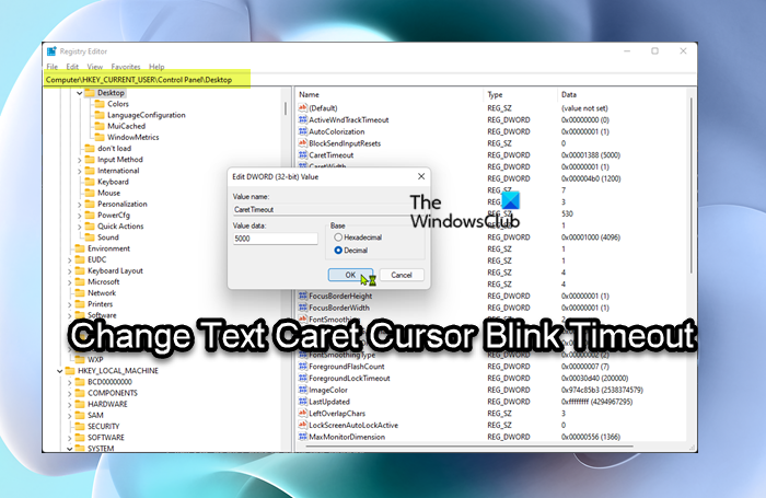 Changer Le Texte Caret Cursor Blink Timeout Changer Le Texte Caret Cursor Blink Timeout