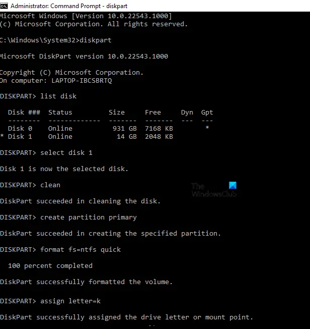 Clean disk and create new partition