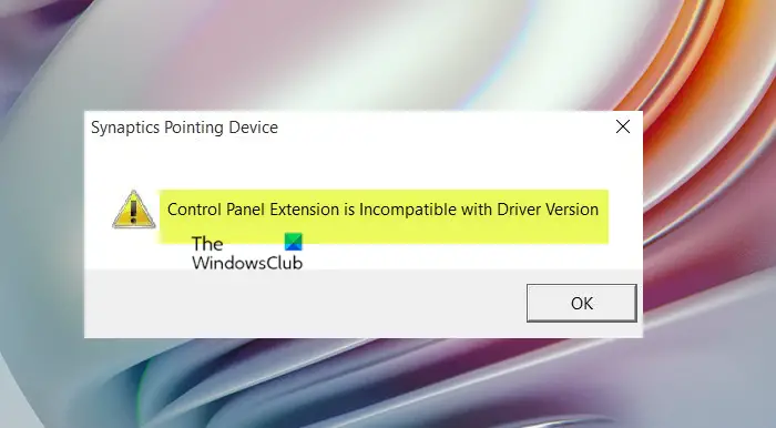Control Panel Extension is Incompatible with Driver Version
