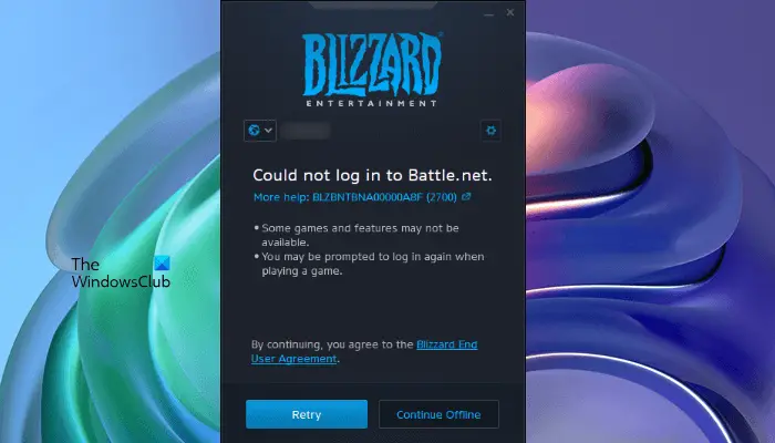 Could not log in to Battle.net