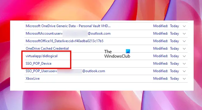 Delete OneDrive credentials