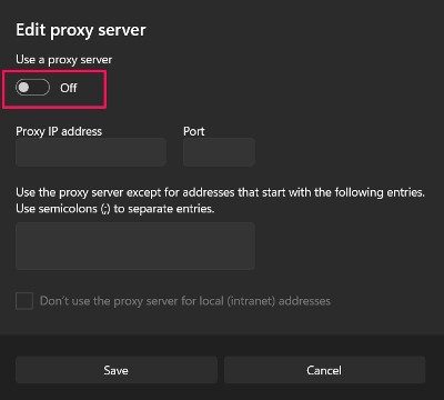 Uninstall VPN client or disable Proxy server