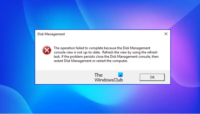 Disk Management Console View Is Not Up-to-date