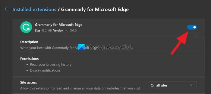 Edge Extensions Disable