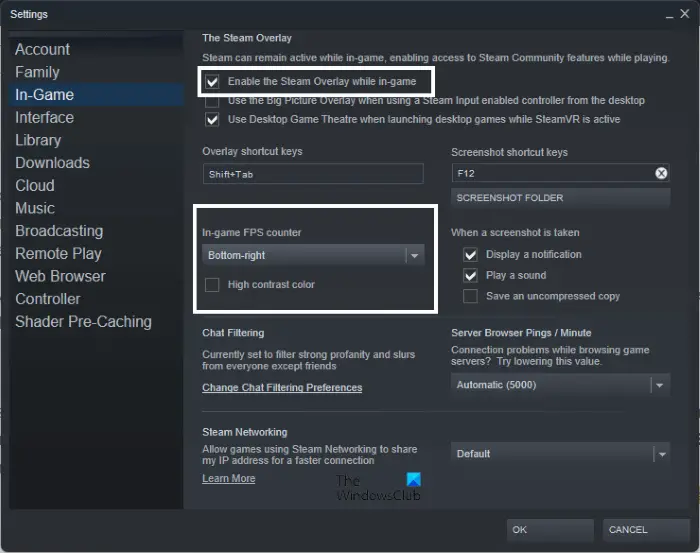 Enable FPS Counter in Steam settings