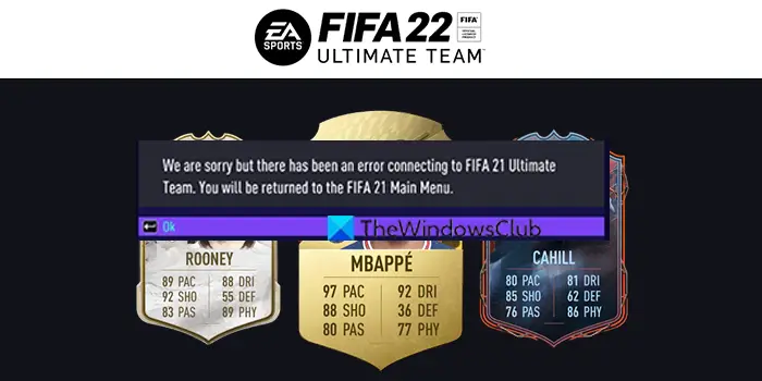 Ошибка FIFA 22 при подключении к Ultimate Team