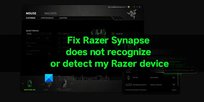Исправить Razer Synapse не распознает или не обнаруживает мое устройство Razer