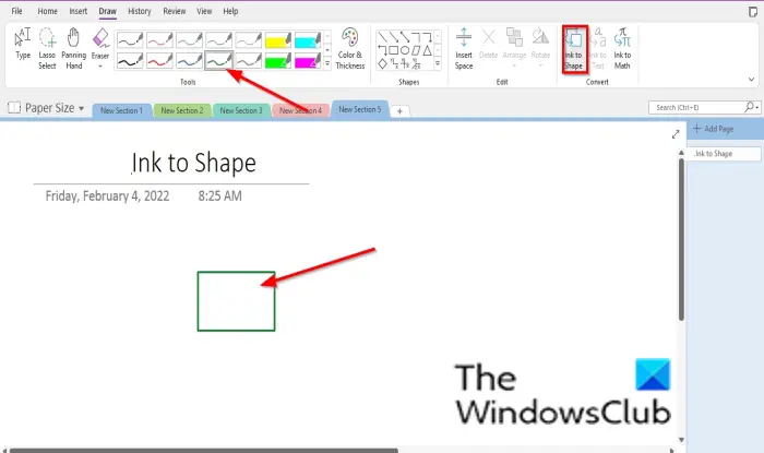 How to create Shapes in OneNote using Ink to Shape feature