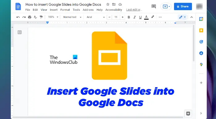 Insert Google Slides into Google Docs