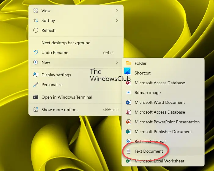 New Text document missing from Context Menu