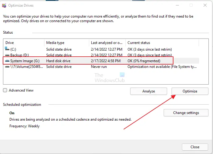 Optimize Disk Windows