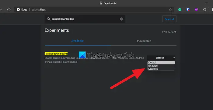 Parallel Downloads flag Microsoft Edge