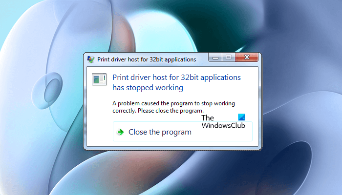 Print driver host for 32bit applications has stopped working