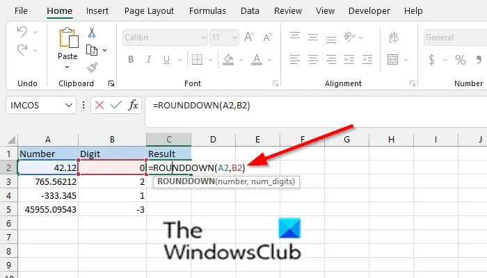 How to use the ROUNDDOWN function in Excel