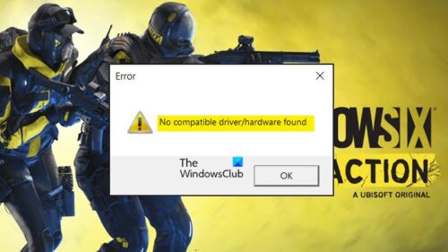 No compatible driver/hardware found in Rainbow Six Extraction
