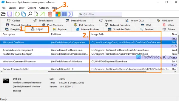 Remove AutoIt scripts using Autoruns