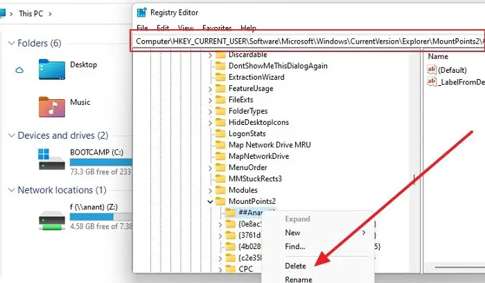 Remove Mapped Network Registry