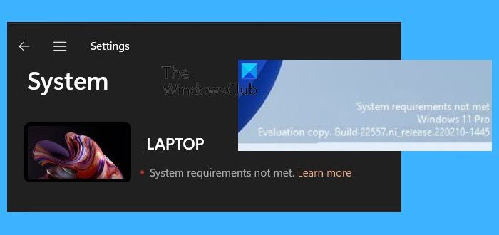 Remove System requirements not met watermark on Windows 11