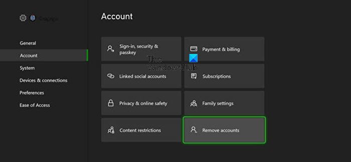 Remove and Re-add account/profile on Xbox