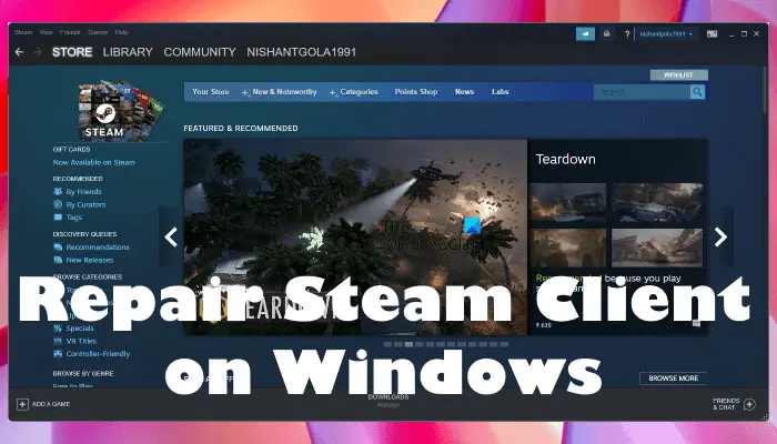 Repair Steam Client on Windows