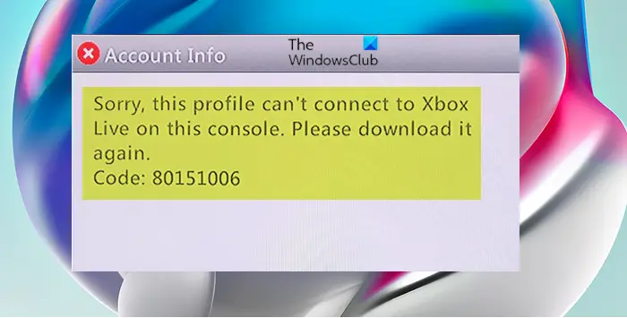 Sorry, this profile can't connect to Xbox Live on this console