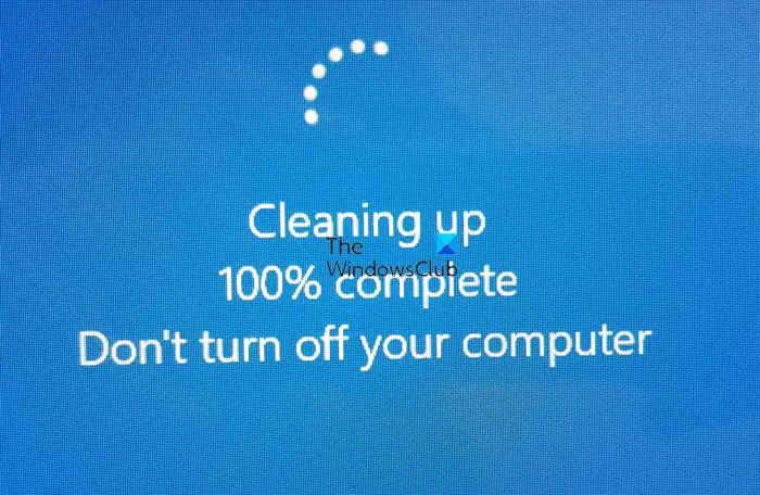 Windows computer stuck on Cleaning up screen