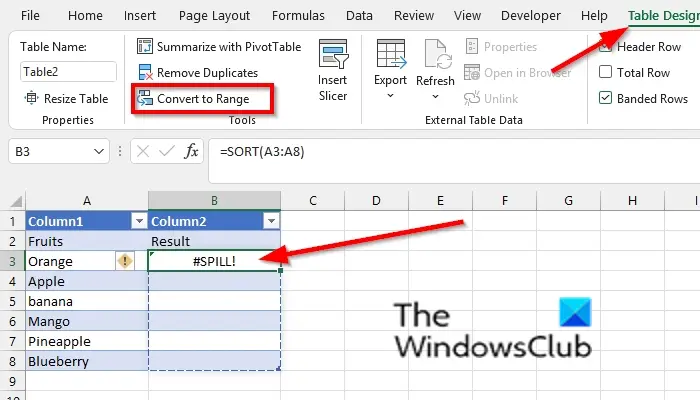 Cách loại bỏ lỗi SPILL trong Excel