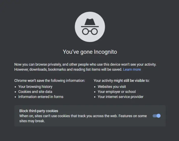 Turn on Incognito mode