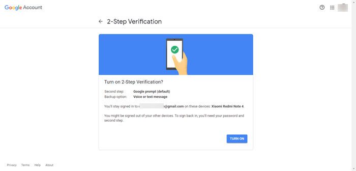 Two-factor authentication (2FA) for Gmail