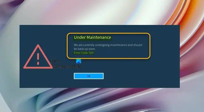 Under Maintenance - Roblox Error Code 920