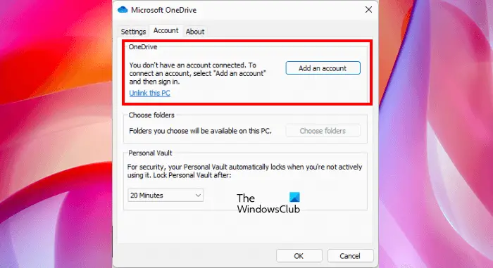 Unlink OneDrive from your computer