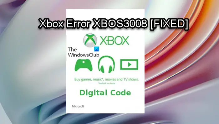 Xbox Error XBOS3008