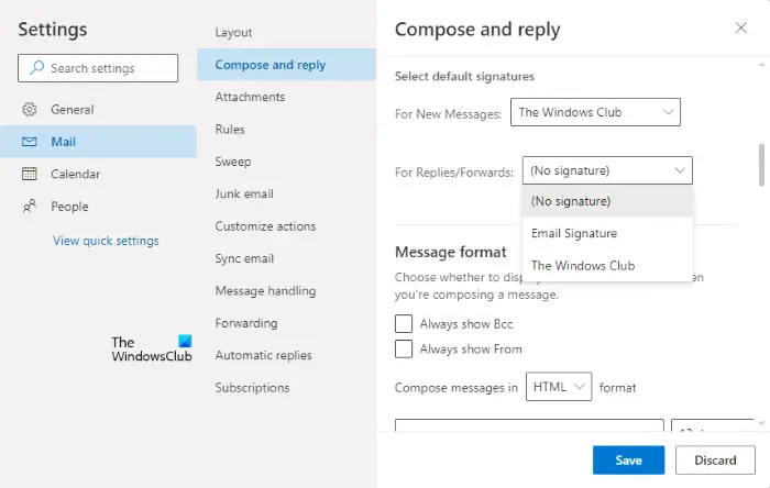 add signatures automatically to new emails