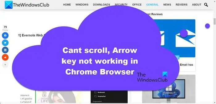 Не могу прокрутить, клавиши со стрелками не работают в браузере Chrome