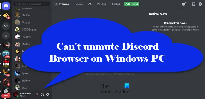 Can't unmute Discord browser on Windows PC