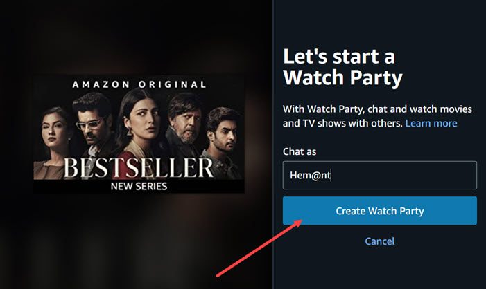 Host Amazon Prime Video Watch Party on Windows PC