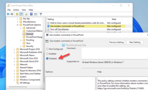 How to enable or disable Modern Comments in PowerPoint