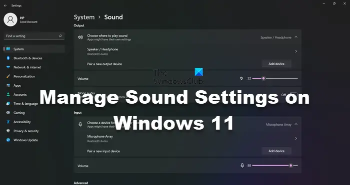 Manage Sound Settings on Windows 11