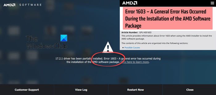 How to fix AMD Error 1603 on Windows computer