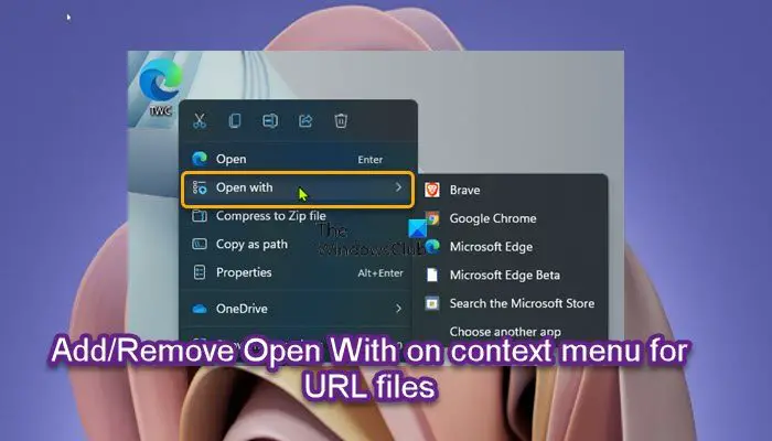 Add or remove Open with in context menu of URL files