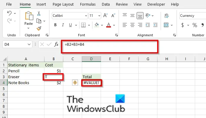 How to fix the #VALUE error in Excel