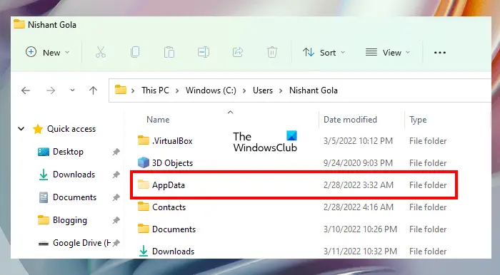 AppData folder location on Windows