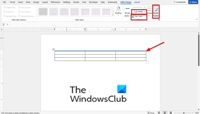 How to add Border to a Table and change its Color in Word
