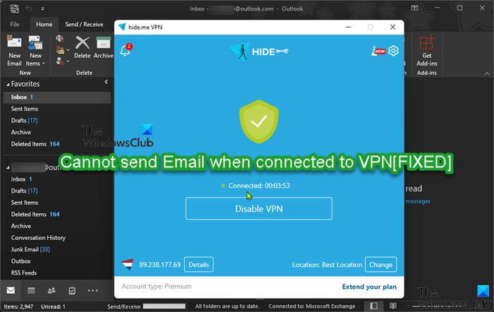 Cannot send Email when connected to VPN