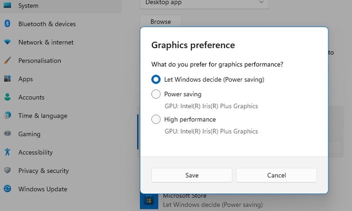 Change GPU preferences Windows