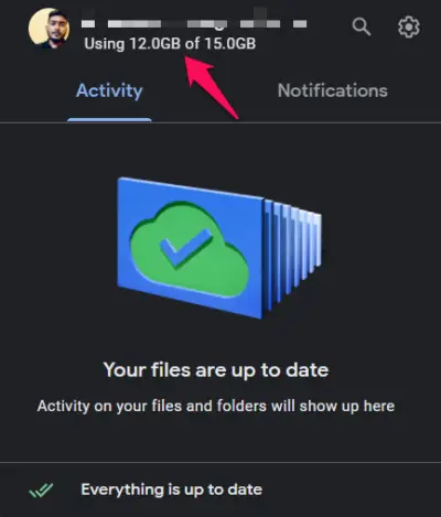 Check Google Drive Storage Status